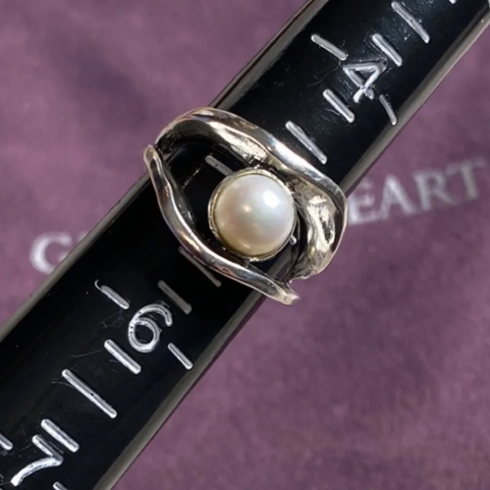 Grace & Heart G&H .925 Sterling Silver Pearl Ring SIZE 5 Artisan Jewelry Fashion